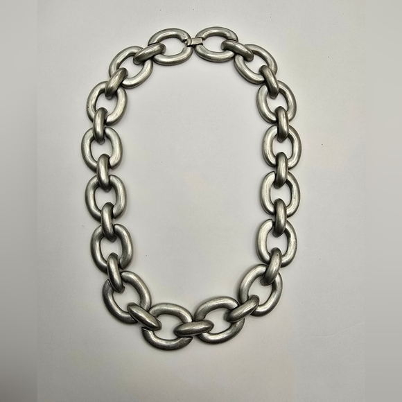 Hobe Chunky Silver Metal Chain Link Vintage Necklace - Picture 2 of 8